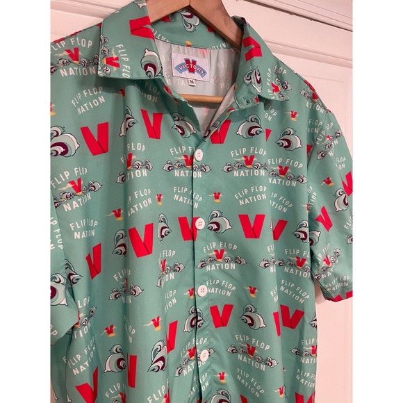 Victory Brewing Flip Flop Nation Button Up Shirt Quick Dry Lightweight Golf M - Picture 1 of 7